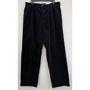 Vtg Polo Ralph Lauren Corduroy Andrew Pants Fits 34x29.5 Double Pleated Black